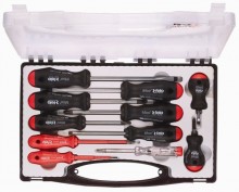 Felo 32558 - 11 pc Slotted, Phillips, & Pozidriv Screwdriver Set - 2 Component Handle with Mains Testings