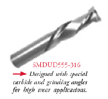 Compression, Mortise Router Bits - MD for Long Wear, 3/16" Upcut, Solid Carbide - Southeast Tool SMDUD555-316